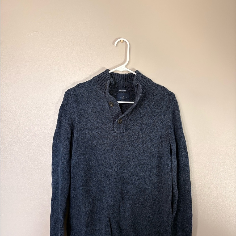 American Eagle Outfitters Dark Blue Button Up Sweater